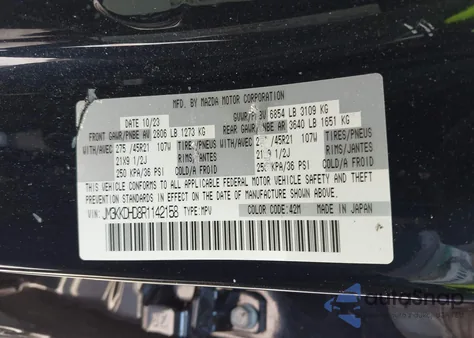 2024 Mazda Cx-90 3.3 Turbo Premium z USA, uszkodzony, nr VIN JM3KKDHD8R1142158